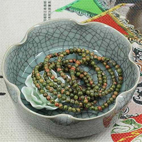 Keleny 4mm Natural Round Beads Gemstones Rock Crystal Stretch Bracelet 7 Inch Unisex - color: Green