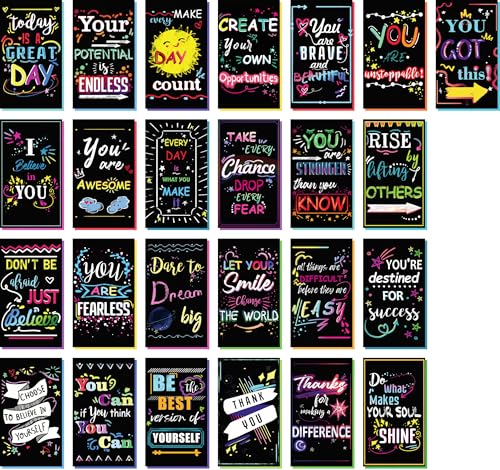 Iconikal 200-Count Inspirational, Motivational Sayings 3.5x2-inch Mini Quote Cards, Blank Back Give Gratitude, Appreciation, Kindness & Encouragement