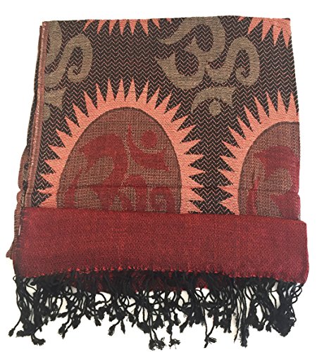OMA® Om Spiritual Meditation Shawl Scarf With Sanskrit Holy Mantra Reversible Double Weave