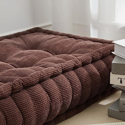 DormCo Rainha - Ultra Thick Tufted Floor Pillow - Dark Brown - color: Dark Brown