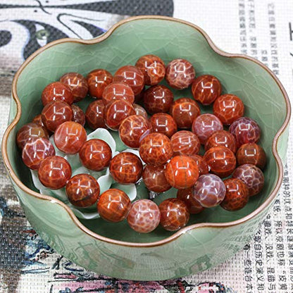 Keleny Natural Gem Semi Precious Gemstones 14mm Round Beads Crystal Stretch Bracelets 7 Inch Unisex - color: 14mm Red Crab Fire Agate