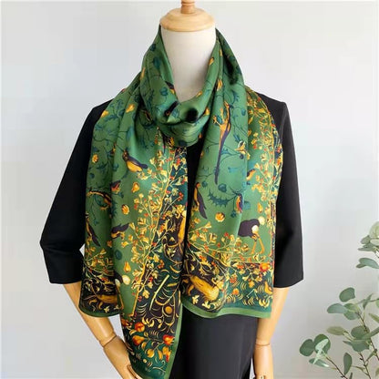 100% Mulberry Silk Long Scarf for Women Large Shawls for Headscarf and Neck- Oblong Hair Wraps with Gift Packed - color: Jade Green