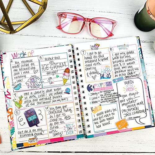 Gratitude Journal 52 Week Daily Positive Thinking for Thankfulness + Sticker Set | Gratitude Finder - color: Confetti Party + Grateful Heart Stickers
