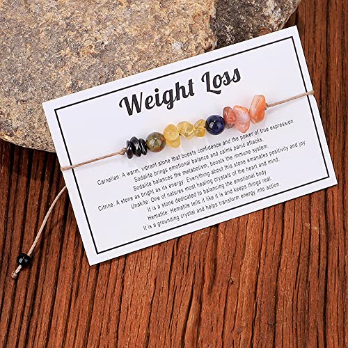 tenghong2021 Chakra Crystal Beaded Bracelet with Wish Card Adjustable Spiritual Anxiety Stone Beads Braide String Bracelet Yoga Meditation for Women Men Jewelry Birthday Gifts - style: Weight Loss