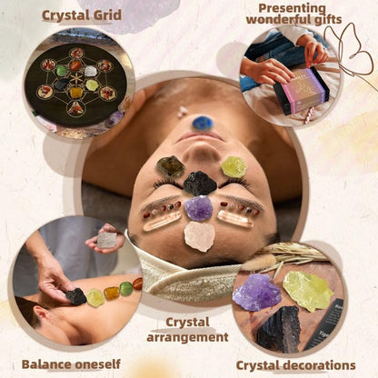 Natural Crystal Box Set Yoga Meditation Crystal Set Mood Balance Crystal Stone (Passionate Crystal Box Set) - color: Passionate Crystal Box Set
