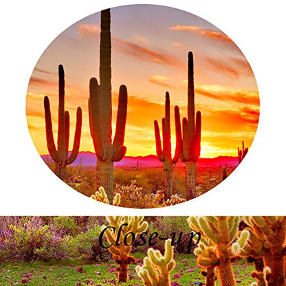 KREATIVE ARTS - Natural Landscape Paintings Wall Art Sunset with Saguaros in Sonoran Desert 5 Pieces Picture Print on Canvas for Modern Home Decoration (Large Size 60x32inch)