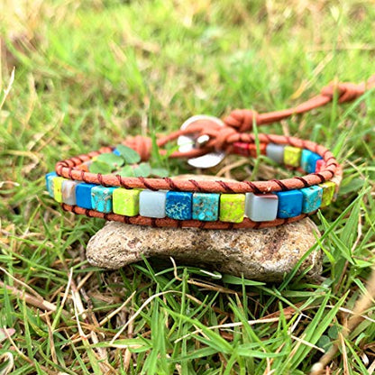 YGLINE Amazonite Handmade Wrap Bracelet Tree of Life Natural Stone Bracelet