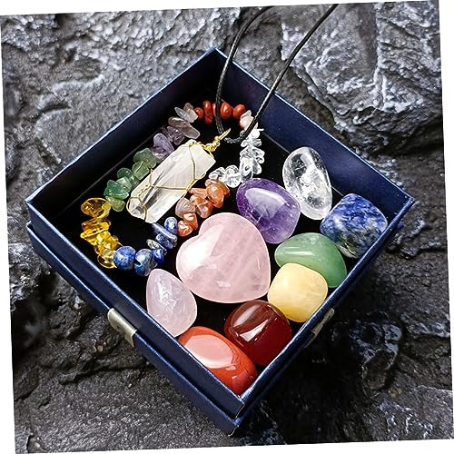 1Set Delicate Healing Chakra Crystal Pendant Kit with Present Box Portable Meditation Stones for Relief Gemstone Accessories for Relaxation Decoration