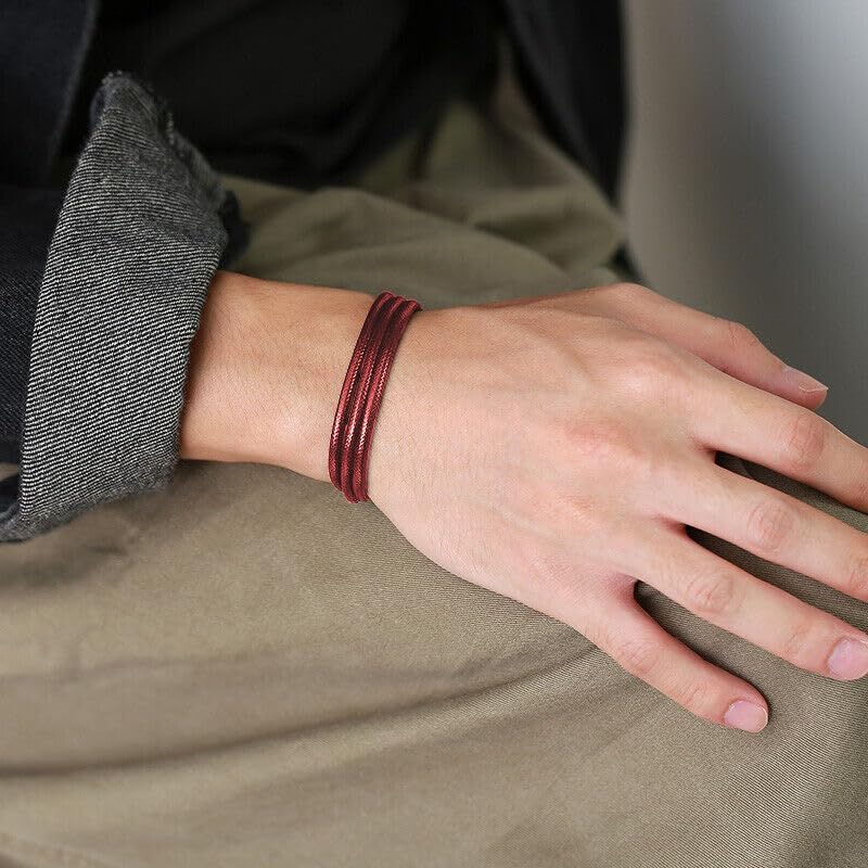Leather Necklace for Men Women with Solid 925 Sterling Silver Lobster Clasp 3mm Black/Brown/LightBrown/Red Leather Necklace Cord 16/18/20/22/24/26/30 Inches - size: 26, style: Dark Red Leather Necklace