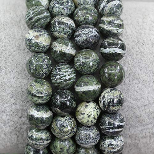 Keleny Gem Semi Precious Gemstones 8mm Natural Quartzite Stone Round Beads Crystal Stretch Bracelet 7 Inch Unisex - color: Green Zebra Jasper