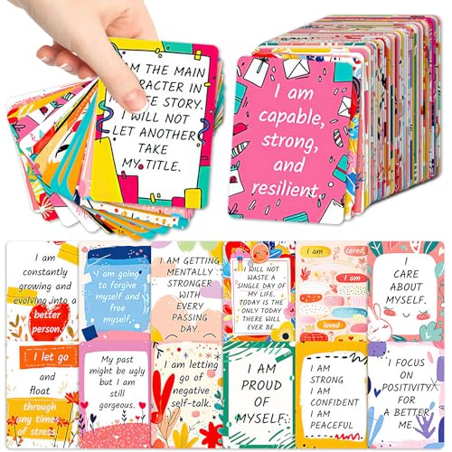 50 Pcs Positive Affirmations Cards, 2.52 * 3.5 Inch Inspirational Motivational Cards for Women, Employees Coworkers, and Kids, Blank Back