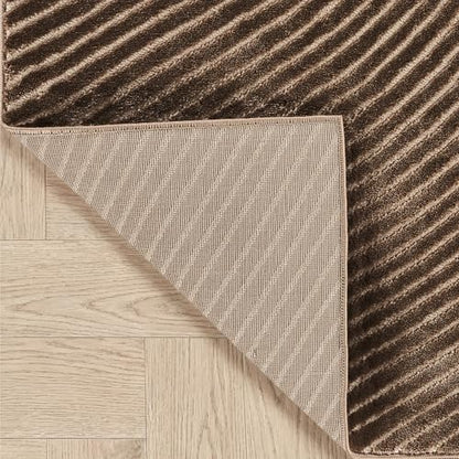 Abani Neutral Collection Brown Area Rug 6' x 9' for Living Room, Bedroom - Mid-Century Concentric Circle Design - Durable & Easy to Clean - color: Brown, size: 6' x 9' (Rectangular)