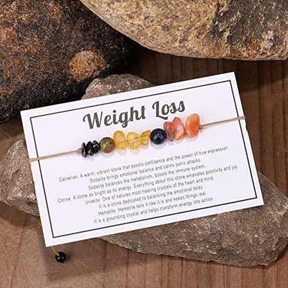 tenghong2021 Chakra Crystal Beaded Bracelet with Wish Card Adjustable Spiritual Anxiety Stone Beads Braide String Bracelet Yoga Meditation for Women Men Jewelry Birthday Gifts - style: Weight Loss