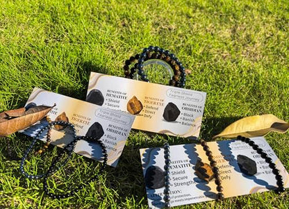 4mm 6mm 8mm Healing Crystal Bracelets for Women Men Natural Stone Beaded Stretch Bracelet Handmade Gemstone Reiki Spiritual Jewelry Gifts - color: Tiger Eye+Black Obsidian+Hematite-Protection, size: 6mm