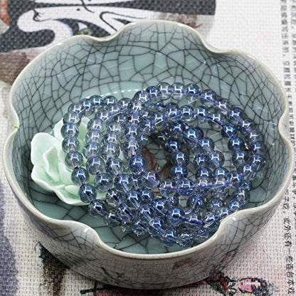 Keleny Gem Semi Precious Gemstones 8mm Natural Stone Round Beads Crystal Stretch Bracelets 7 Inch Unisex - color: 8mm Aqua Blue Clear Quartz