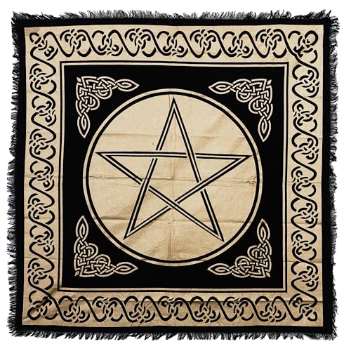 Indian Consigners Altar Cloth Star Witchcraft Alter Tarot Spread Top Wicca Square Spiritual 36x36 Sacred Cloth (Golden Pentagram) - color: Golden Pentagram