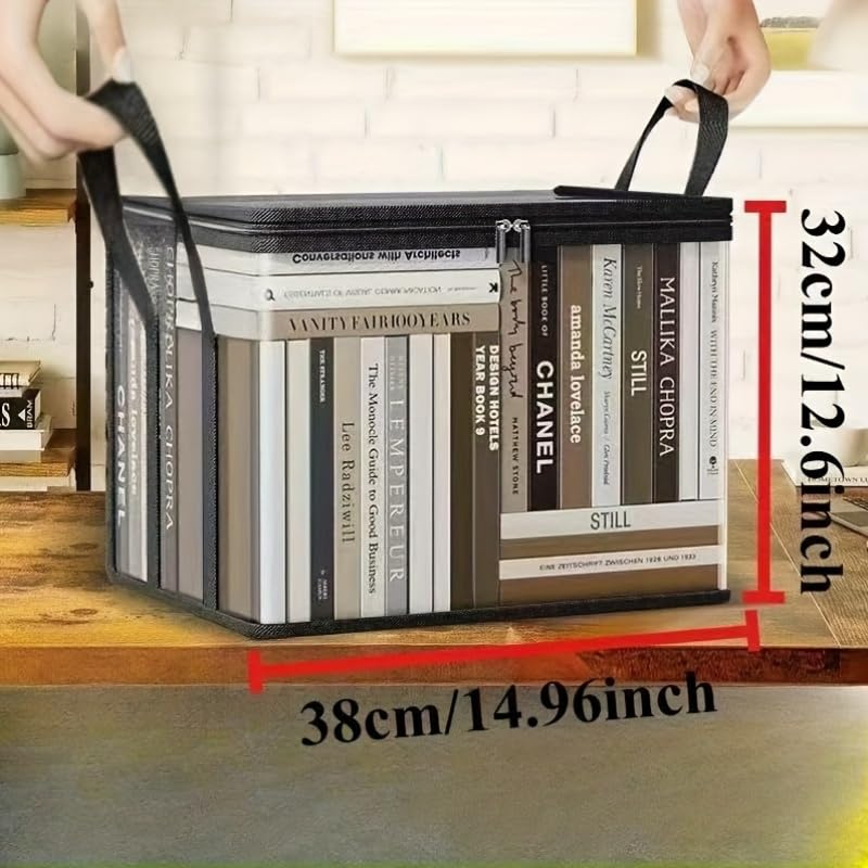 3pcs Storage Box Large Transparent - 180° Flip Cover Heavy-Duty Space-Saving Organizer for Books/Clothes/Documents (black)