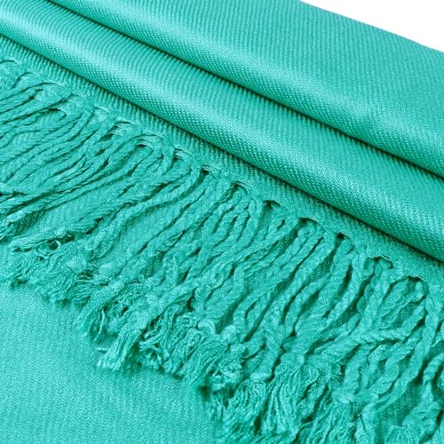 TZ Promise Women Pashmina Shawls and Wraps for Evening Dresses,Soft Large Long Scarf for Wedding,Bride Bridesmaid Gifts - color: Jade Green
