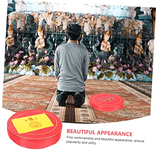 Happyyami Lotus Printing Meditation Seat Mat Yoga Cushion for Meditation and Worship - color: Red