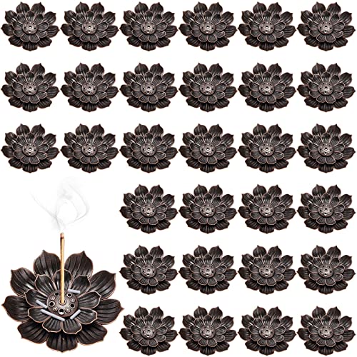 Sumind 30 Pieces Incense Holder Lotus Sticks Incense Burner Cone Burner Ash Catcher for Home Fragrance Decor Yoga SPA Bedroom(Retro)