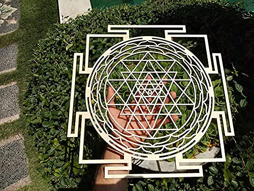 ZenVizion 13.5" Sri Yantra Wall Decor Mandala, Sacred Geometry Wall Art Yoga Decor, Grystal Grid, Wooden Art Symbol, Meditation Decor, Spiritual Decor