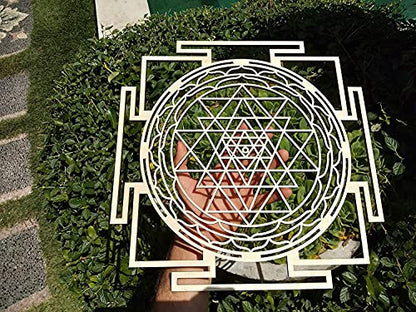 ZenVizion 13.5" Sri Yantra Wall Decor Mandala, Sacred Geometry Wall Art Yoga Decor, Grystal Grid, Wooden Art Symbol, Meditation Decor, Spiritual Decor