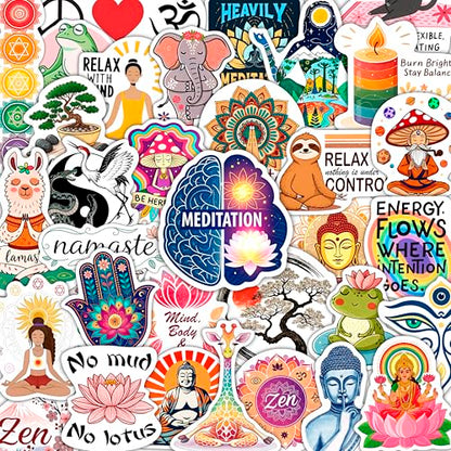 100Pcs Meditation Stickers for Water Bottle and Laptop - Gift for Meditation Lovers - Zen, Chakra Stickers - Gift for Women & Men