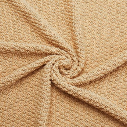 Amazon Basics Chunky Cable Knit Throw Blanket for Couch, Sofa, Bed, Lightweight Soft Cozy, 50" x 60", Sand