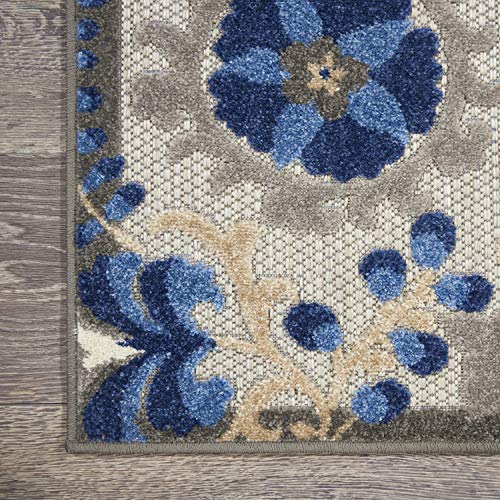 Nourison Home Aloha Natural Blue 5'3" x 7'5" Area Rug - Easy Clean, Non Shedding, Bed Room, Living Room, Dining Room, Kitchen (5' x 8') - color: Natural Blue, size: 5'3" x 7'5" (Rectangular)
