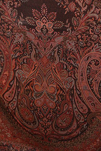 Exotic India Reversible Jamawar Shawl with Woven Paisleys - Wool - color: Black