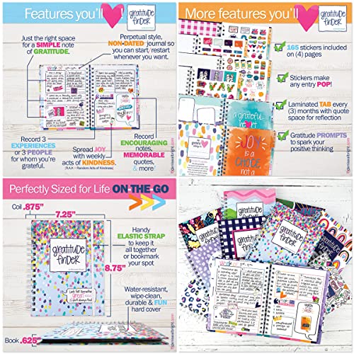 Gratitude Journal 52 Week Daily Positive Thinking for Thankfulness + Sticker Set | Gratitude Finder - color: Gingham Navy + Grateful Heart Stickers
