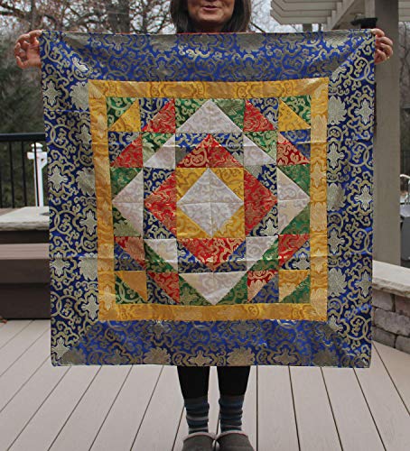 Tibetan Patch Silk Brocade Table Runner/Shrine Cover/Altar Cloth/Table Cover (37 X 37 Inches)