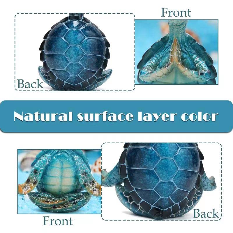 2Pcs Sea Turtle Meditating Yoga Statues - Beach & Home Office/Bedroom Decor - Resin Zen Turtle Figurines for Beachy Decor