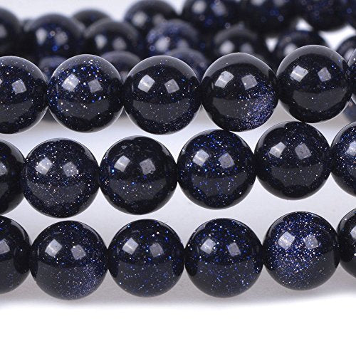Justinstones Gem Semi Precious Gemstone 6mm Round Beads Stretch Bracelet 6.5 Inch Unisex - color: Blue Goldstone