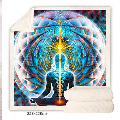 Chakra Throw Blanket | Meditation Fleece Blanket | Galactic Body (Medium)