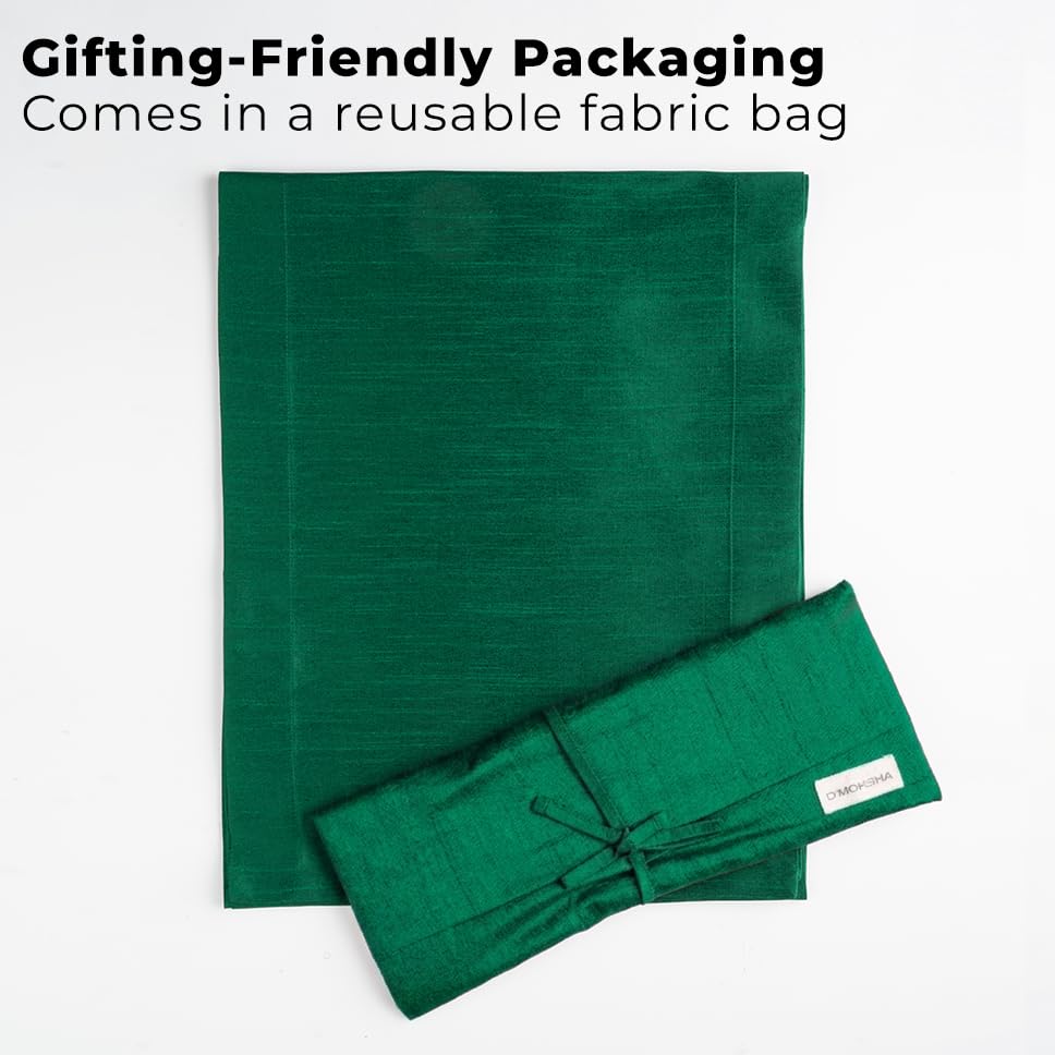 Luxe Shine™ by D'Moksha Emerald Green Table Runner 120 Inches Long, Elegant Silk Table Runner, Machine Washable, 14 x 120 Inch for Dresser, Dining- Summer, Father's Day - color: Emerald Green, size: 14 X 120 Inch