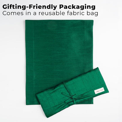Luxe Shine™ by D'Moksha Emerald Green Table Runner 120 Inches Long, Elegant Silk Table Runner, Machine Washable, 14 x 120 Inch for Dresser, Dining- Summer, Father's Day - color: Emerald Green, size: 14 X 120 Inch
