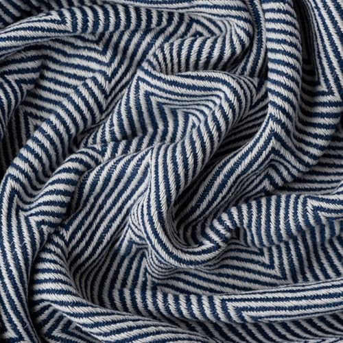 Bed Blanket, Lightweight, Cotton-Rich Blend, Recycled Cotton, Twin Size (57 x 79 Inch), Textured Woven Bedding, Breathable Layering Cover, Navy Blue - color: Navy Blue, size: Twin