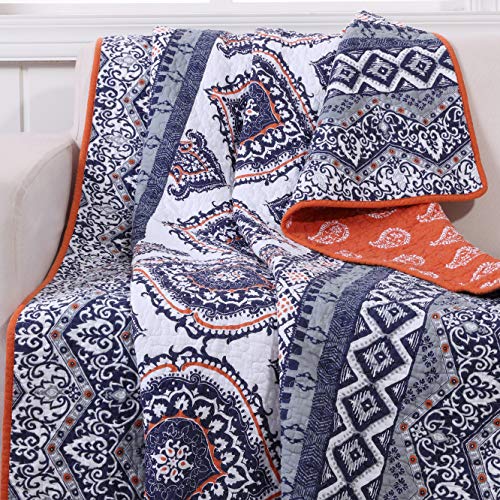 Greenland Home Fashions Medina Throw Blanket, Saffron, 50 x 60