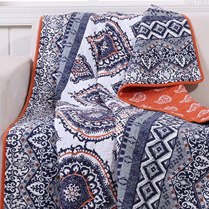 Greenland Home Fashions Medina Throw Blanket, Saffron, 50 x 60