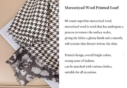 Cashmere-soft Mercerized wool Shawl Pashmina Lightweight Travel Wrap & Evening Scarf |Office |Wedding - color: Thousand Bird Check + Leopard Graphite Color