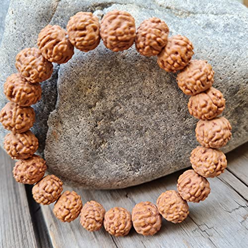 Rudraksha Bracelet for Men & Women's 2 Face, 3 Mukhi, 4 Mukhi, 5 Face, 6 Mukhi, 7 Mukhi, 8 Mukhi, 9 Mukhi, 10 Mukhi, 11 Mukhi Himalayan Rudraksha Beads Wrist Band for Yoga, Meditation, Healing - style: 6 Mukhi - Six Faced