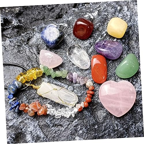 1Set Delicate Healing Chakra Crystal Pendant Kit with Present Box Portable Meditation Stones for Relief Gemstone Accessories for Relaxation Decoration