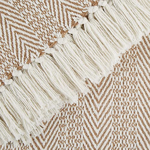 DII Herringbone Striped Collection Cotton Throw Blanket, 50x60, Stone - color: Stone, size: 50x60"