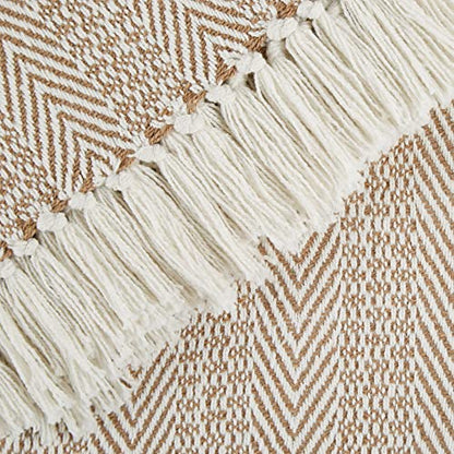 DII Herringbone Striped Collection Cotton Throw Blanket, 50x60, Stone - color: Stone, size: 50x60"