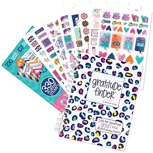 Gratitude Journal 52 Week Daily Positive Thinking for Thankfulness + Sticker Set | Gratitude Finder - color: Leo-POP! + Grateful Heart Stickers