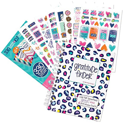 Gratitude Journal 52 Week Daily Positive Thinking for Thankfulness + Sticker Set | Gratitude Finder - color: Leo-POP! + Grateful Heart Stickers