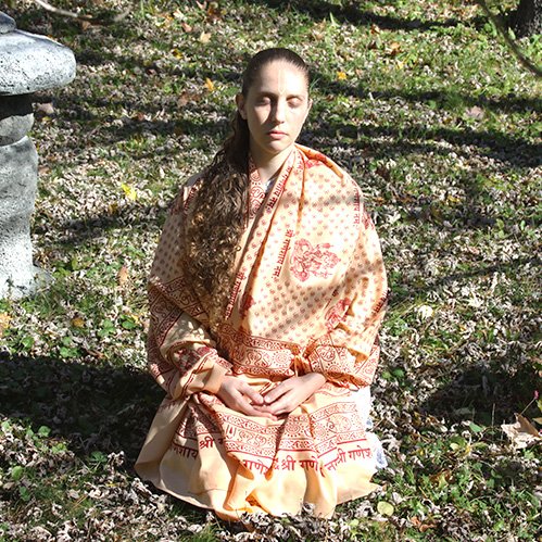 Prabhuji's Gifts Meditation Yoga Prayer Shawl with Ganesh, Peach Multi-Use Wrap - Unisex
