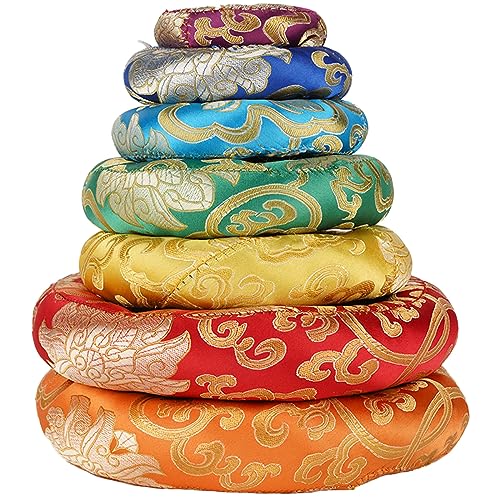 Tibetan Singing Bowl Accessories Silk Ring Cushions Handmade in Nepal Round Cushion for Sound Bowls Meditation Accessories
