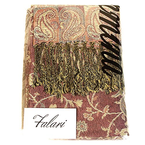 Falari Women's Reversible Paisley Pashmina Shawl Wrap Scarf For Evening Dresses Festivals Any Occasions All Seasons 80"x27" - color: Style 1 - Pink